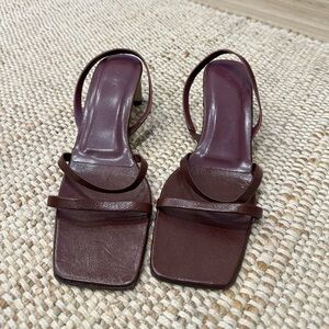 🍷 BY FAR Tanya Dark Cherry Patent Leather Strappy Sandals - EU 39